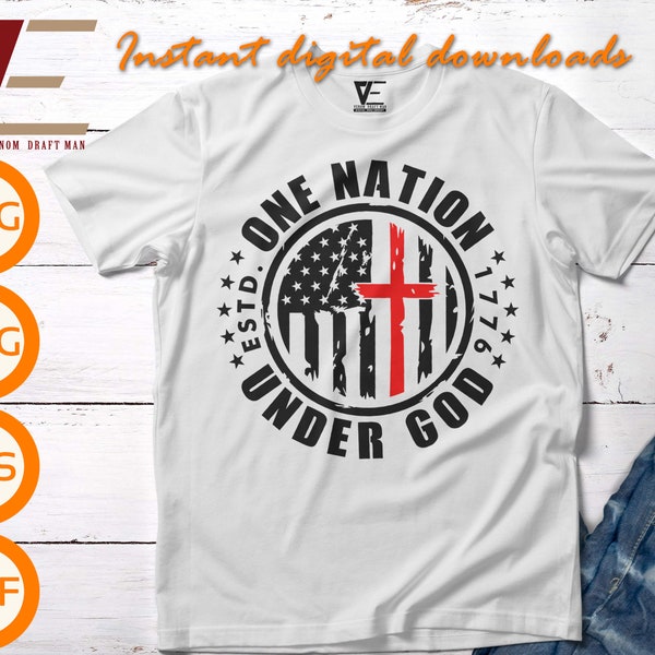 One Nation Under God SVG, 2nd Amendment svg, Distressed American Flag  Files For Cricut, Silhouette, Laser cut, Sublimation, dxf eps png svg
