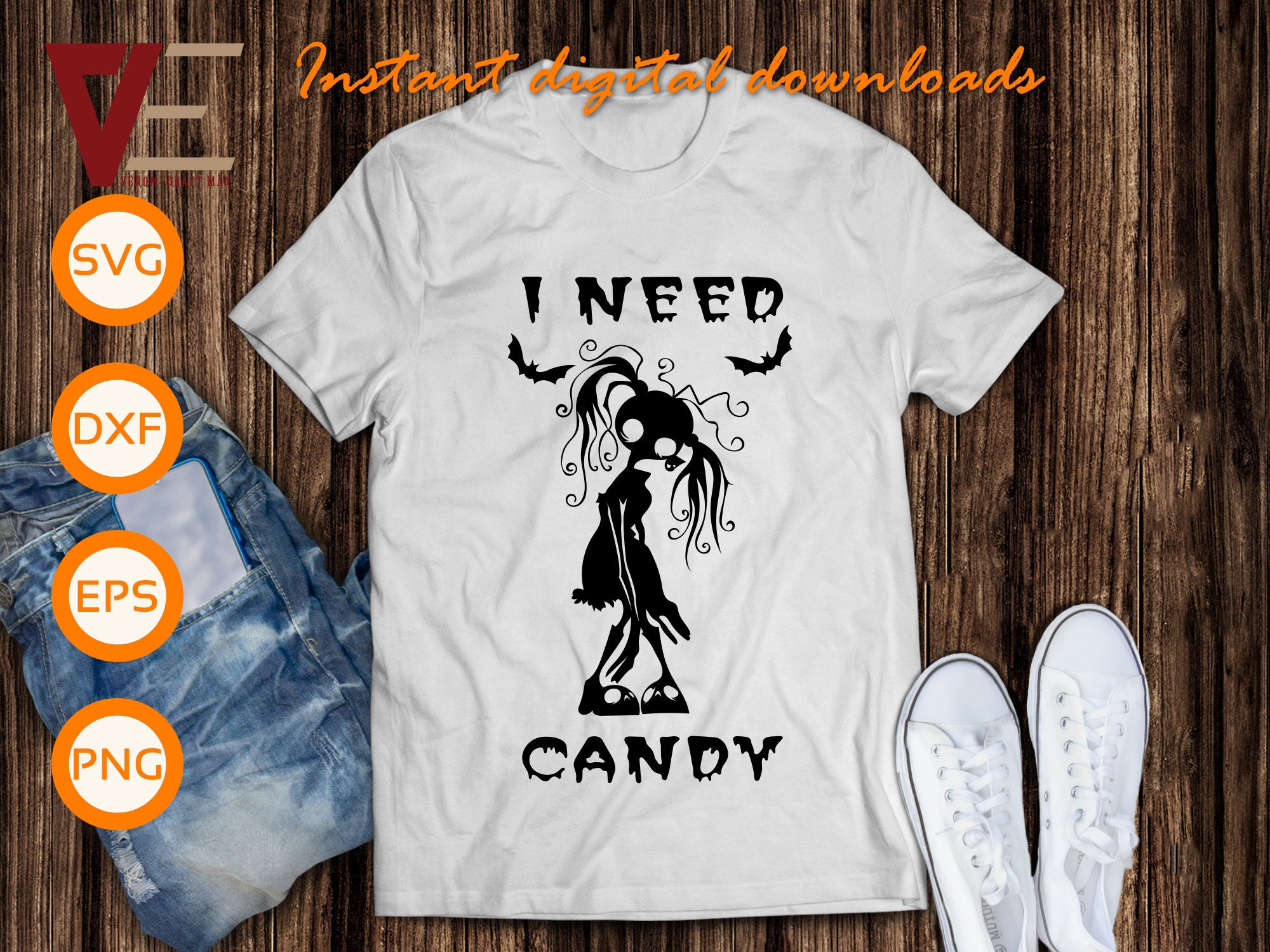 I Need Candy Svg Cute Girl Zombie Clipart Cute Halloween | Etsy