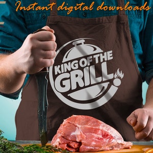 King Of The Grill Svg, Grill Quote SVG, Grill Master SVG, Funny BBQ Cut File For Cricut, Silhouette, Laser Cut, Sublimation, dxf eps png svg