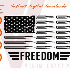 Freedom Bullet Flag Svg, Rifle flag svg, American Flag SVG Files For Cricut, Silhouette, Laser cut, Sublimation, dxf, eps, png, svg