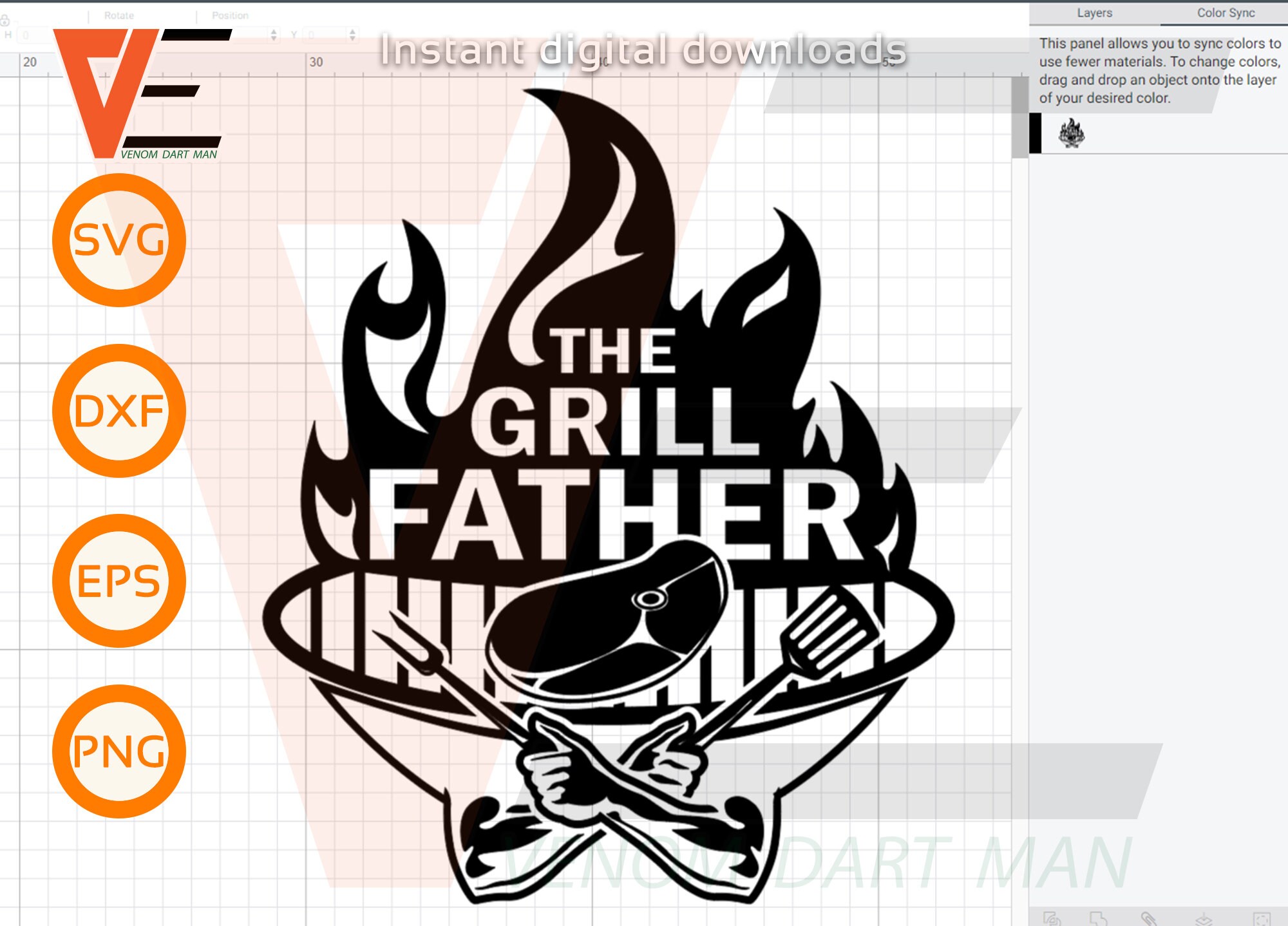 Download The Grillfather Svg Dad Svg Funny BBQ Svg Fathers Day svg | Etsy