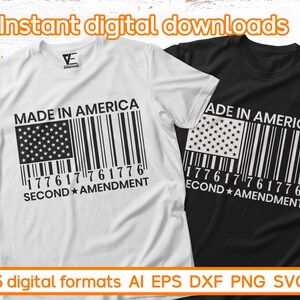 Fabriqué en Amérique SVG, Code à barres SVG , 1776 SVG, 2e amendement svg, Conceptions patriotiques svg pour machines de découpe, Cricut, Silhouette, Presse à chaud