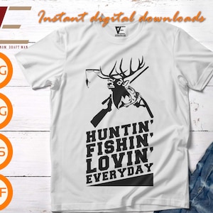Caza Pesca Amar Todos los Días Svg, Cazar Peces Svg, Cazar Cuernos de Ciervo Svg Archivos Para Cricut, Silueta, Corte Láser, Sublimación, dxf, eps, png