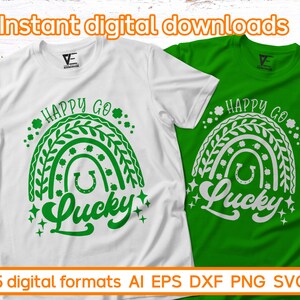 Happy Go Lucky svg, St Patricks Day svg, Boho Rainbow svg, Lucky Rainbow svg, Ierse svg, Shamrock svg Digitale download voor Cricut, Silhouette
