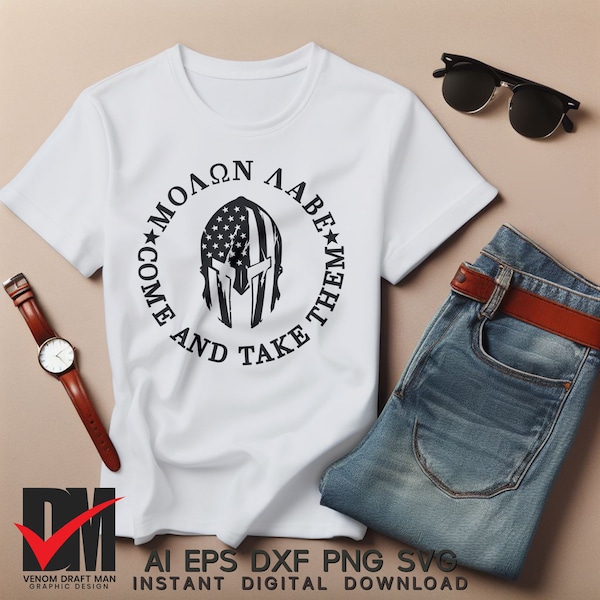 Molon Labe Come And Take Them Svg, Spartan Mask Svg, 2nd Amendment Svg Files For Cricut, Silhouette, Laser cut, Sublimation, dxf eps png svg