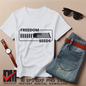 Freedom Seeds Ammo American Flag SVG, Bullet Flag SVG, 2ª Emenda Arquivos SVG para Cricut, Silhouette, Corte a laser, Heat Press