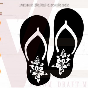 Hibiscus Flip Flops Svg, Flip Flops Tropical, Flip Flops silhouette, Svg files for cricut and silhouette, Flip Flop Files svg, dxf, eps, png