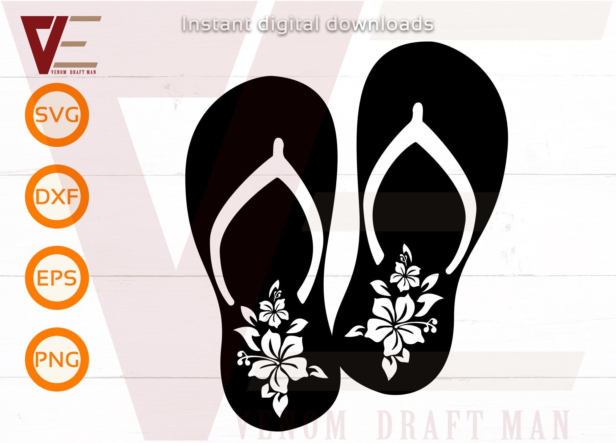 Ranger Products Hibiscus Flip Flops Decal - Tropical Vinyl Sticker For Cars & Windows