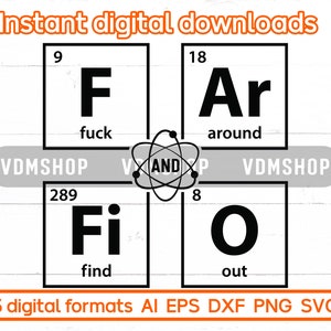 F*ck around et découvrez Svg, F.A.F.O. Svg, une science amusante avec des fichiers SVG de tableau périodique pour Cricut, Silhouette, Coupe au laser, Sublimation