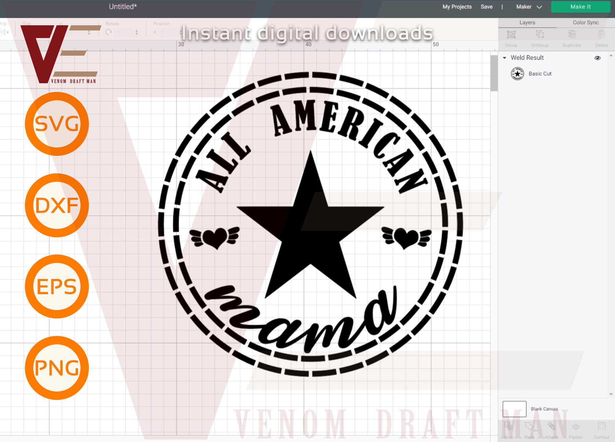 All american mama svg  a cut file for cricut and silhouette  jojo  bella