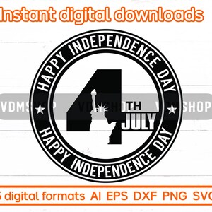Feliz 4 de julio SVG, Estatua de la libertad SVG, Día de la Independencia SVG, Cricut Silhouette Archivos de corte Clipart Vector Digital Dxf Png Eps Svg