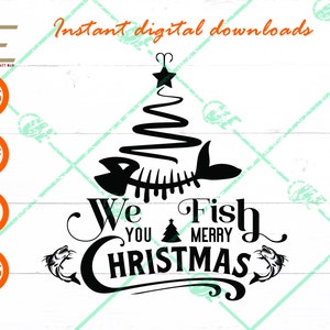 We Fish You A Merry Christmas Svg, Geschenk Design für Angler Svg Dateien für Cricut, Silhouette, Laser cut, Sublimation, dxf, eps,png,svg