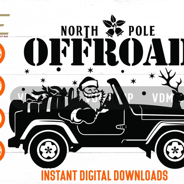 Santa Off Road Svg, Santa 4x4 Design, Christmas Off Road Svg Files For Cricut, Silhouette, Laser cut, Sublimation, dxf, eps, png, svg