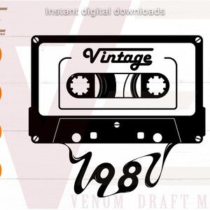 Vintage 1981 Cassetta Svg,Vintage compleanno Svg,Vintage birthday shirt Svg, Nato nel 1981, Happy Birthday Laser cut file Digital Download