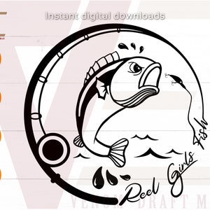 Reel girls fish svg, Girls Fishing svg, Summer svg, Vacation svg, Funny Fishing svg, Fishing svg files for cricut, silhouette files