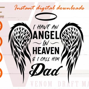 J’ai un ange au ciel et je l’appelle Papa svg, Papa Mémorial SVG Fichiers Pour Cricut, Silhouette, Découpe laser, Sublimation, dxf, eps, png, svg