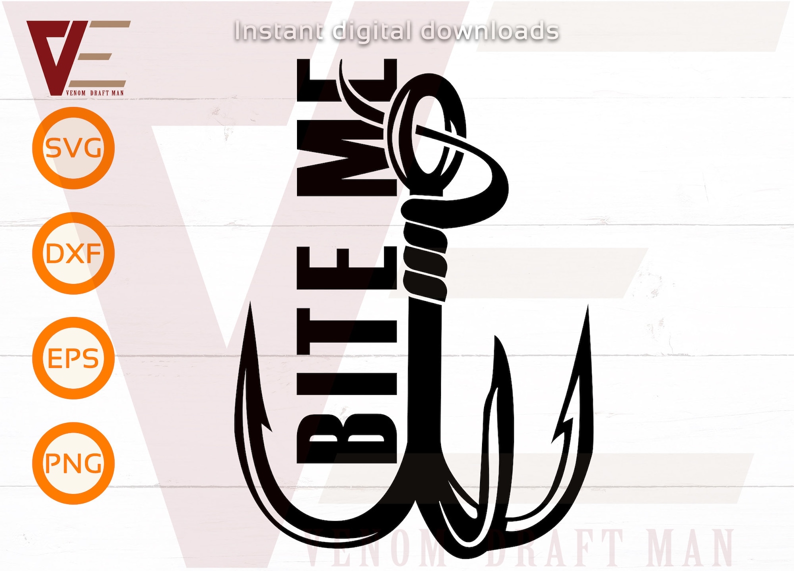 Download Bite me svg file Fishing svg Funny hook svg files for | Etsy