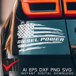 Drapeau américain en détresse Diesel Power SVG, fichiers vectoriels SVG PNG aventure tout-terrain 4 x 4 pour Cricut, Silhouette, découpe laser, sublimation