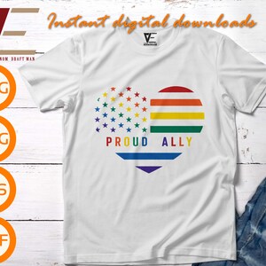 Fier allié SVG, Pride Month Svg, DIY LGBTQ Apparel et plus de fichiers pour Cricut, Silhouette, Coupe laser, Sublimation, dxf, eps, png, svg