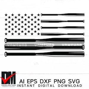 USA Flag Baseball svg, Baseball Bat svg, Patriotic Baseball svg, July 4th svg png Pliki dla Cricut, Silhouette, Laser Cut, Sublimacja