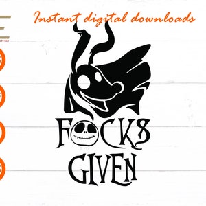 Zero fcks Svg, Horror Cartoon Halloween Svg, Sarcastic Funny SVG Files For Cricut, Silhouette, Laser cut, Sublimation, dxf, eps, png, svg