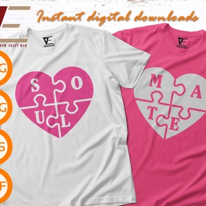 Soul Mate Heart Puzzle SVG, Couples SVG, Valentines Day Matching Shirt SVG, Mr and Mrs Svg Files For Cricut, Silhouette, Sublimation