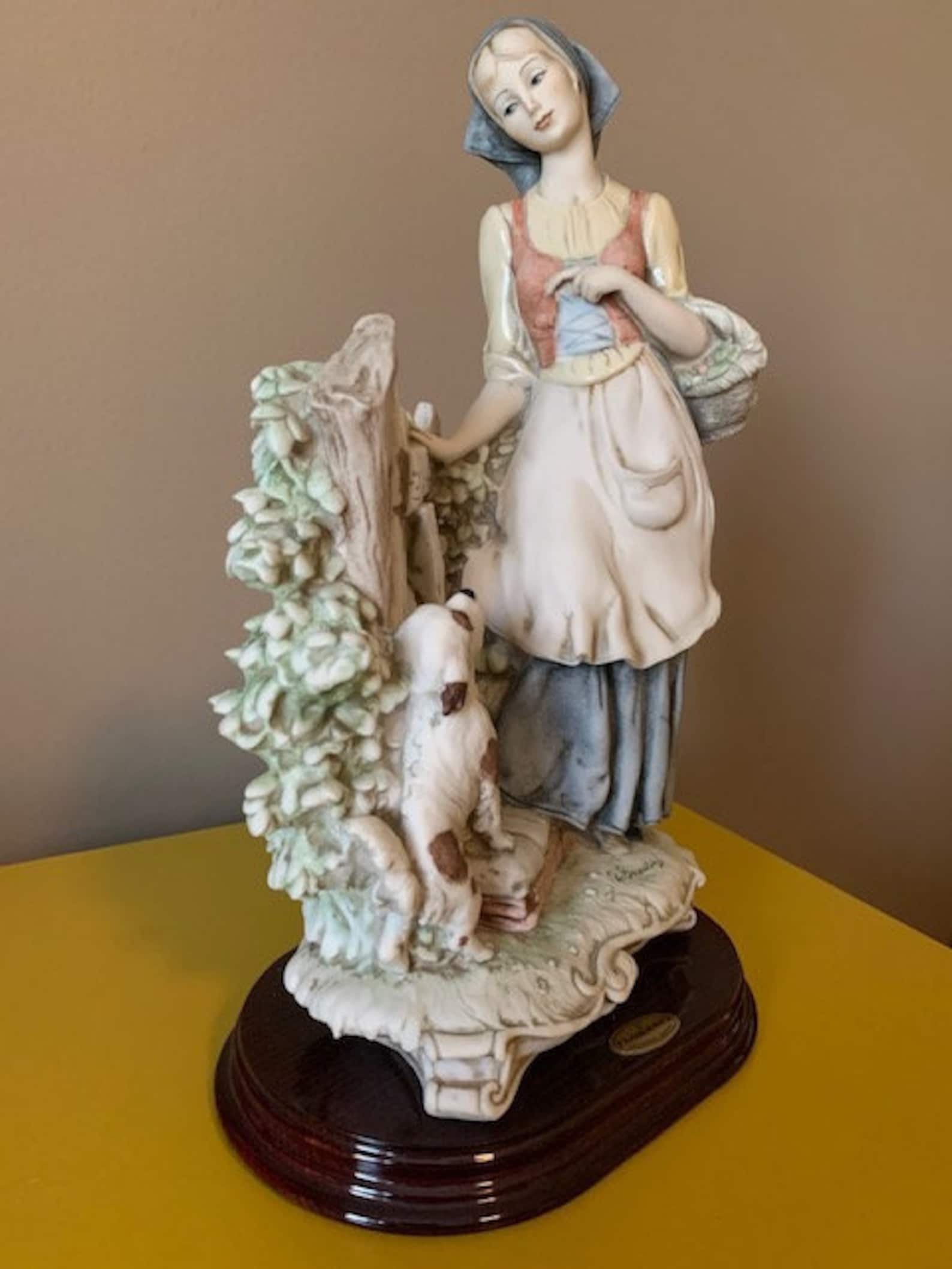 Rare Giuseppe Armani Figurine country girl with dog signed Etsy