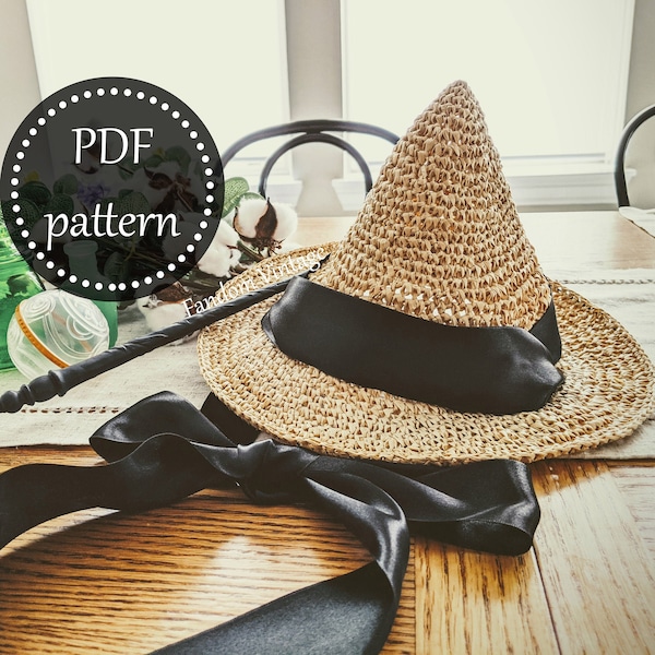 Summer Witch Straw Hat Crochet Pattern PDF Download