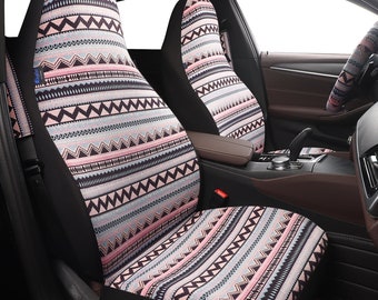 Boho Pink Car Seat Covers: Geometric Full Set for Vehicles