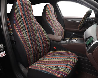 Peruvian Woven Blanket Stripes Full Set Car Seat Covers for Vehicles, Handmade Car Front Seat and Back Seat Covers, Gifts for Her/Him