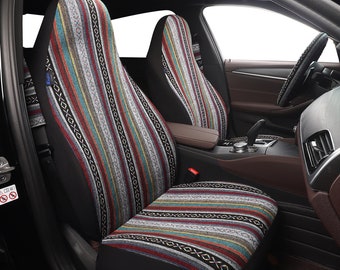 Mexican Baja Serape Blanket Handmade Car Seat Covers Full Set for Vehicles, Front Seat Cover and Bench Seat Covers, Gift for Her/Him