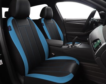 Sporty Black/Blue Handmade Premium Leatherette Car Seat Covers for Vehicles Full Set, Gift for Him/Her