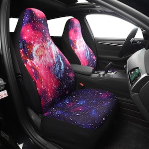 Galaxy Nebula Car Seat Covers, 2-Pack High Back Front Seat Covers for Vehicles, Sedans, SUVs, Vans and Trucks