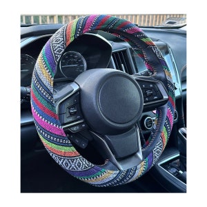 Peruvian Stripes Car Steering Wheel Cover for Vehicles, 15 inches Nonslip Steering Wheel Protector, Gift for Her/Him