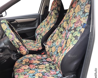 Floral Car Seat Covers: Handmade Rose Print, Universal Fit - Full Set