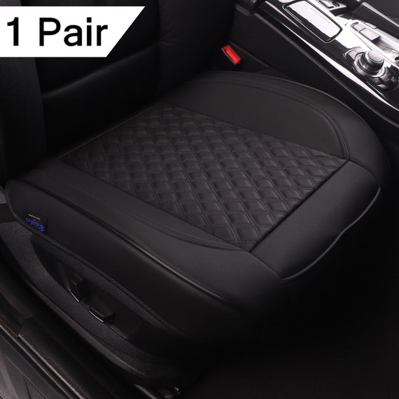 Luxury Black Leatherette Car Seat Bottom Covers for Front Seats, 2-pack  Nonslip Padded Car Seat Cushions With Storage Pockets for Cars 