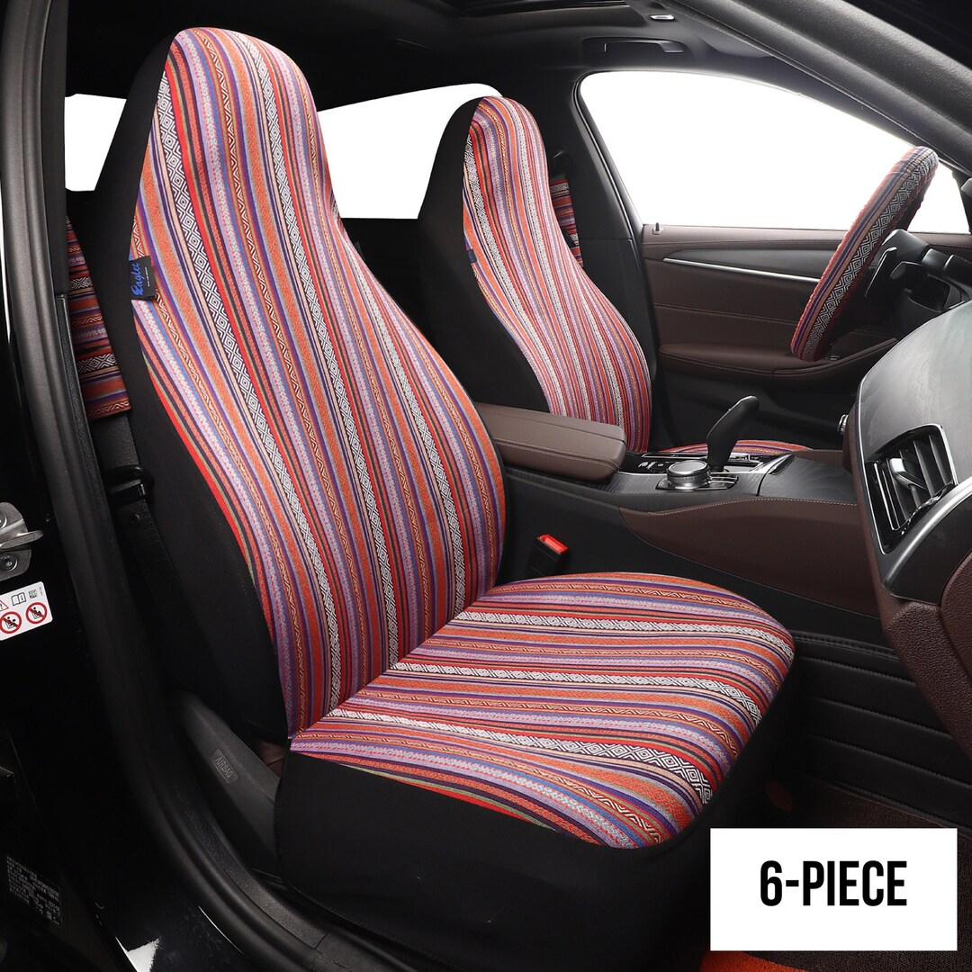 Bohemian Purple Woven Car Seat Covers for Women, Cute Car Accessories