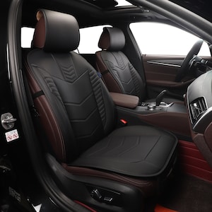 All Black Luxury Leatherette Handmade Car Seat Covers for Vehicles Front Set, Gift for Her/Him