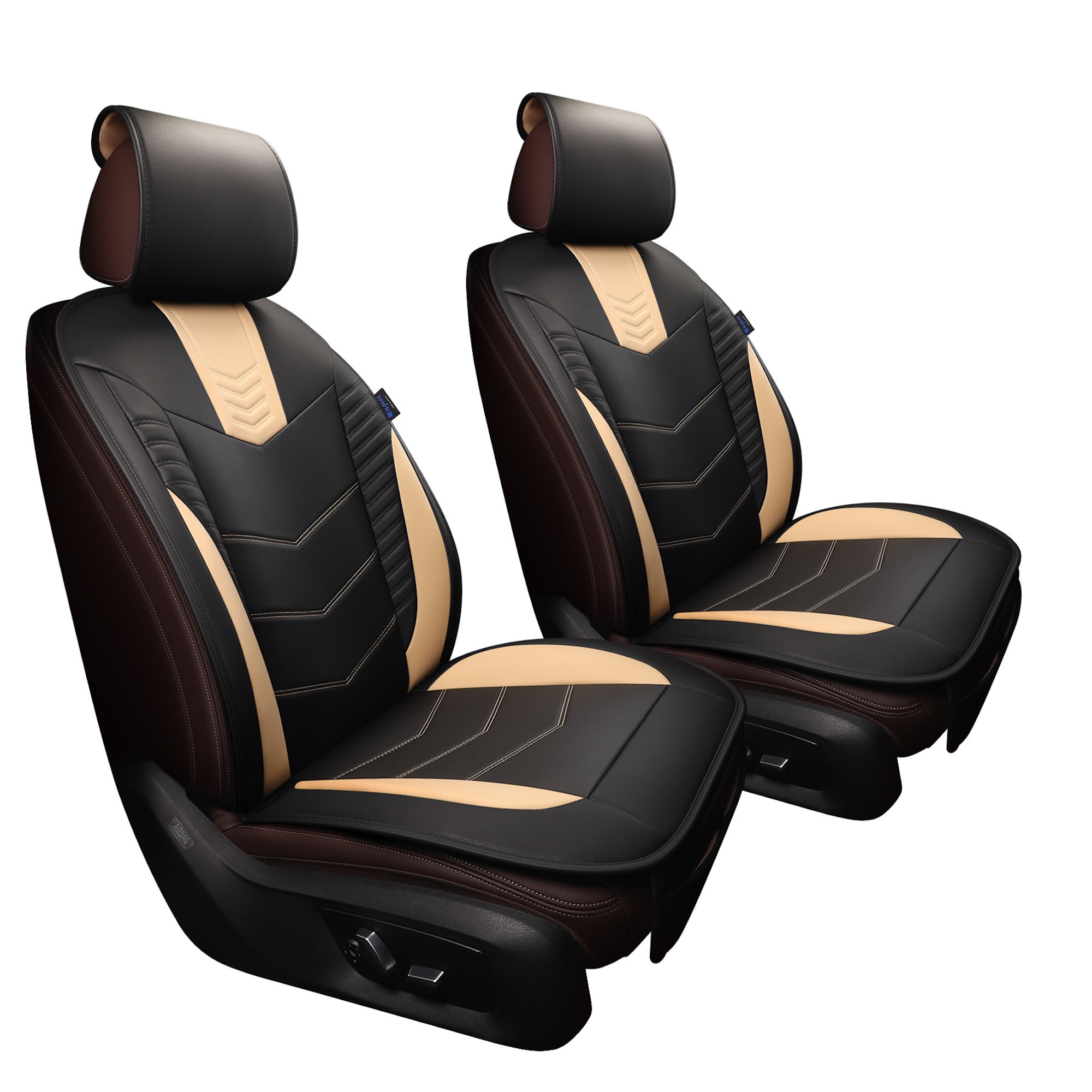 Beige Luxury Leatherette Sporty Handmade Car Seat Covers for