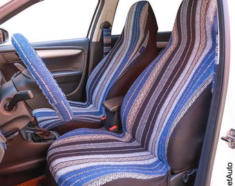 Serape Handmade Full Set Autositzbezüge, Vordersitz und Rücksitz in Marineblau, Geschenk für Sie und Ihn
