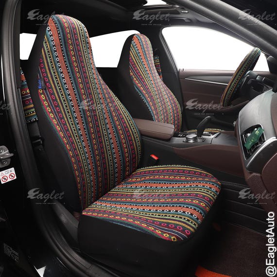 Peruvian 6-PC Woven Blanket Handmade Full Set Car Seat Covers for Vehicles, Car Front and Back Seat Covers, Gifts for Her/Him