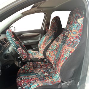 Handmade Serape Car Seat Covers: Aztec Blanket Wool Front Set