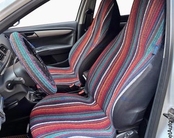 Peruvian-inspired Stripe Woven Car Seat Covers: Universal Fit 5-PC set
