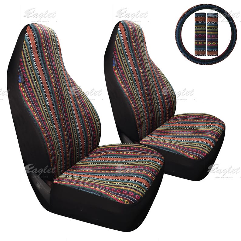 Peruanische 6-teilige gewebte Decke Handmade Full Set Autositzbezüge für Fahrzeuge, Auto Vorder- und Rücksitzbezüge, Geschenke für Sie / Ihn Bild 3