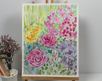 Charity Cox Bouquet of Roses Abstract acrylic original painting Summer/'s love 20x23 By