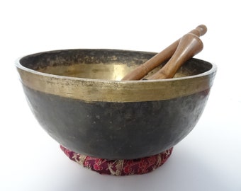 Antique Tibetan Singing Bowl | Large Jambati 11.75" | Hand Hammered | Himalayan Meditation | Sound Therapy | Healing Yoga | Note F#2