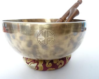 Full Moon Tibetan Singing Bowl: 8.5" F3 Sound Therapy Bowl Heart Chakra