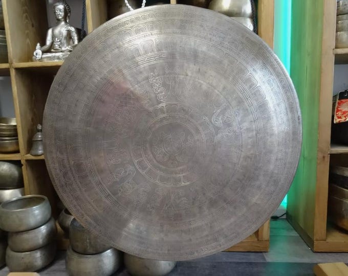 60cm Gong TamTam Nepalese Etched Gong Meditation Sound Therapy Gong Bath Note A2 UK STOCK
