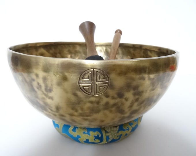 Full Moon Tibetan Singing Bowl Sound Therapy Healing Tibetan Himalayan Buddhism Note D3 Sacral 10" Large