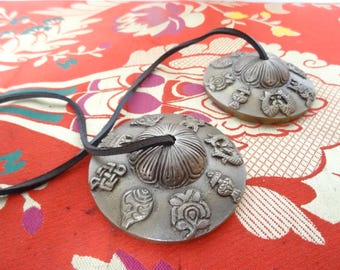 Tingsha Bell, Cymbals Bells Handmade Tibetan Buddhist Tingsha Bells Ashtamangala Sound Therapy Meditation